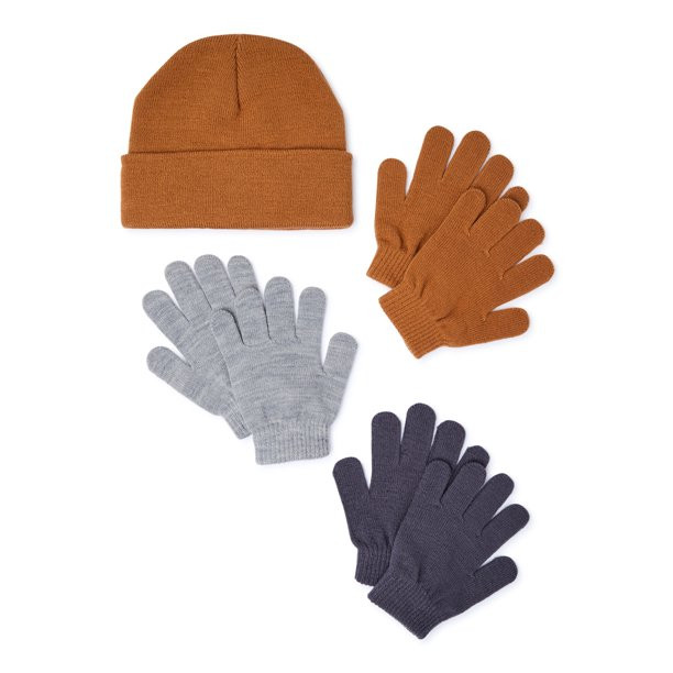 Wonder Nation Boys Hat and Gloves Set, 4 Piece, One Size - Walmart.com | Walmart (US)