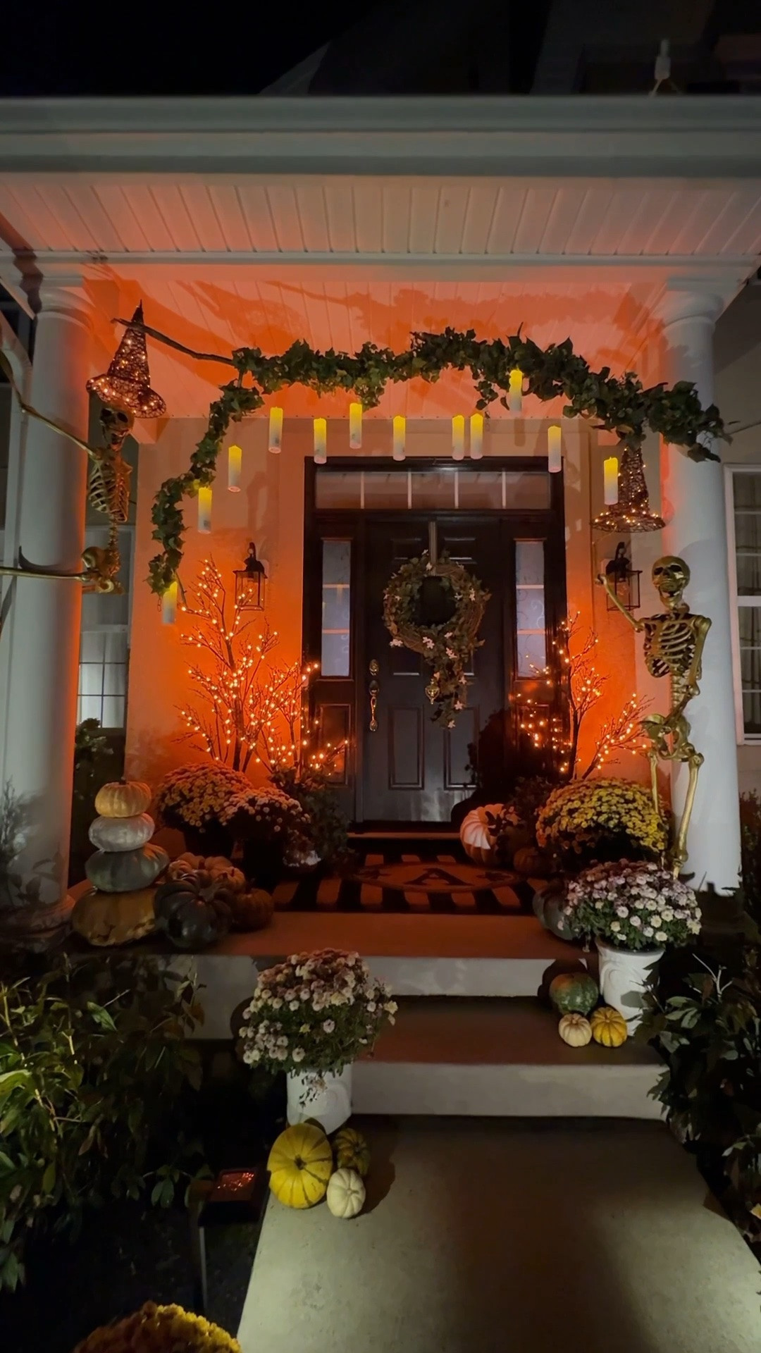 It's boo season again! 👀

I am so ready to decorate my front porch for Halloween! In the meantime, here is my Halloween front porch from last year that you all loved so much! I went with a poison Ivy theme with a real tree branch that I suspended with fishing wire. What theme should I go for this year?
My pre lit halloween trees and hats were all from Balsam Hill!
Are you inspired?!