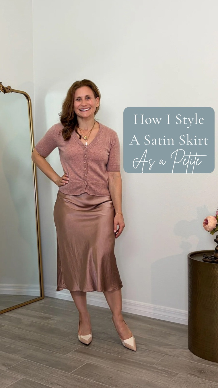 Styling my pink satin midi skirt in a petite‑friendly way.
Linked the full look for you — soft pinks, feminine details, and neutral heels for an elongating finish.

Petite‑friendly satin skirt styling for summer.
Fitted top, high‑rise waist, and a mid‑calf length that keeps the leg line long.

#LTKootd #LTKPetite #LTKOver40