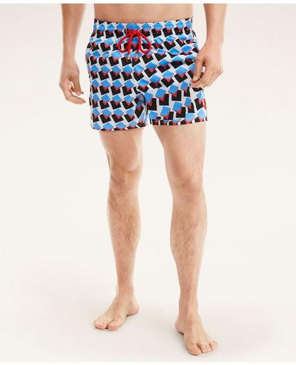 Brooks Brothers Et Vilebrequin Moorise Swim Trunks in the Square Pegs Print | Brooks Brothers