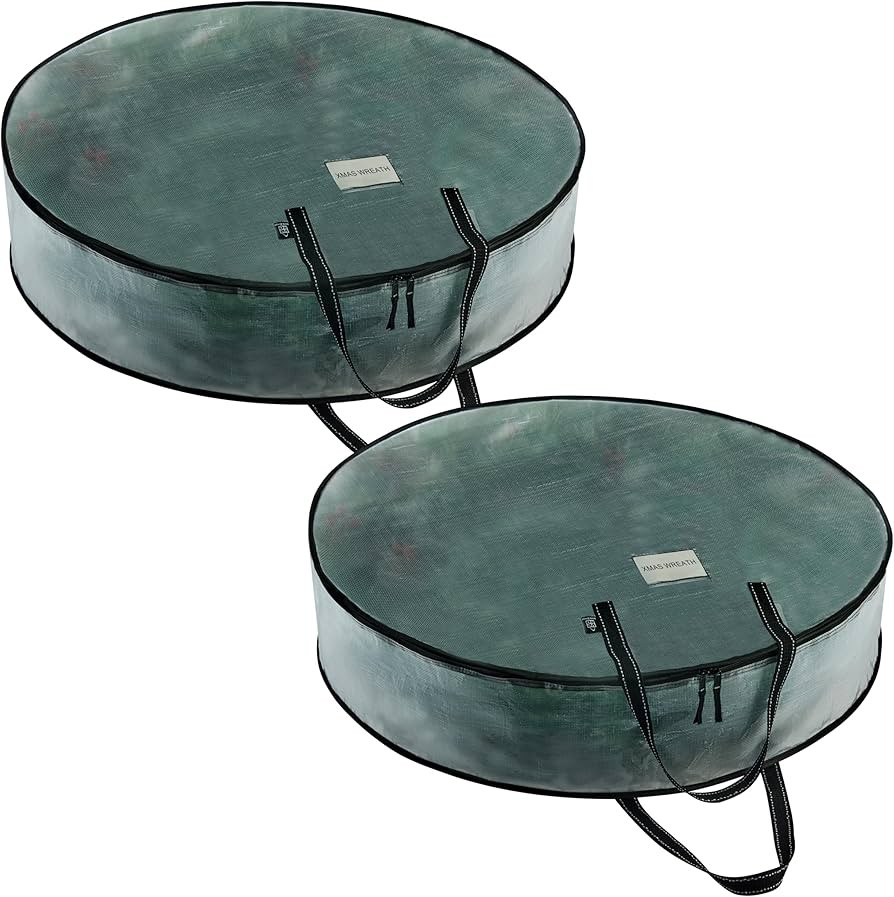 VENO 2 Pack Christmas Wreath Storage Container - 30 Inch Clear Wreath Bag, Christmas Garland and ... | Amazon (US)