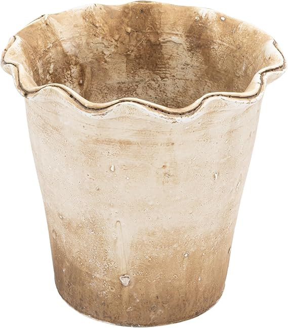 Creative Co-Op Terra-Cotta Planter with Ruffled Edge, Distressed Natural Finish | Amazon (US)