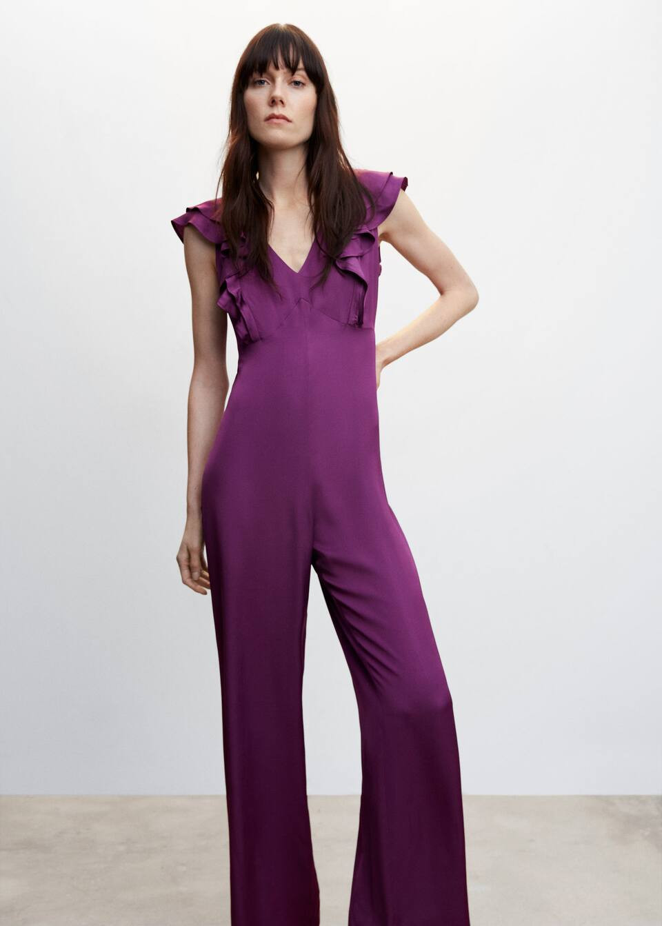 Ruffled jumpsuit with open back | MANGO (US)