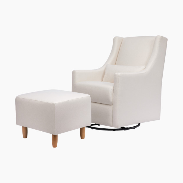babyletto Toco Swivel Glider and Stationary Ottoman in Performance Cream Eco Weave Size 32.8"" x 25.5"" x 39"" | Repreve | Babylist