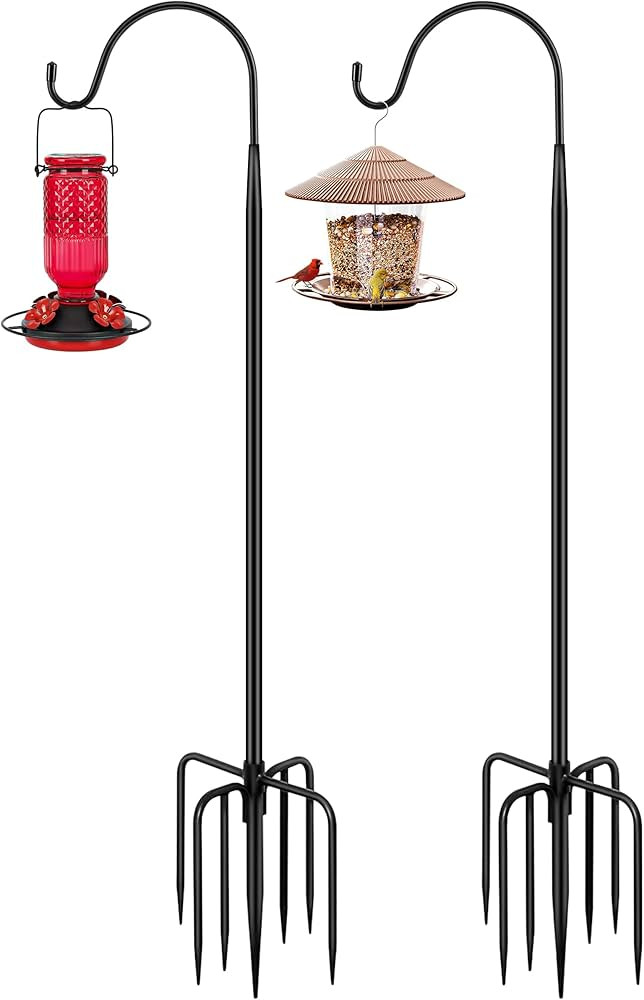 Gtongoko 2 Pack Shepherds Hook 92 Inch New Version, Tall Bird Feeder Pole, Adjustable Shepards Ho... | Amazon (US)