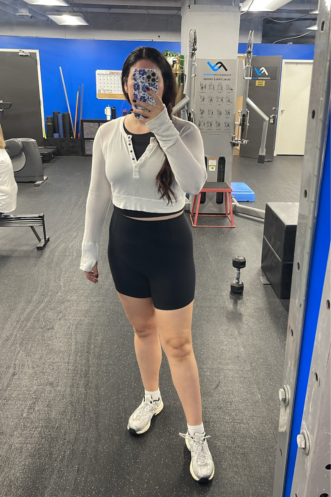 Blue and white floral phone case on sale for Amazon prime day!

Fall workout outfit: Black bike shorts, black workout top, lululemon align high neck workout top, white cropped waffle Henley top

Wearing size medium in shorts, size large in Henley top

#LTKSeasonal #LTKActive #LTKFitness