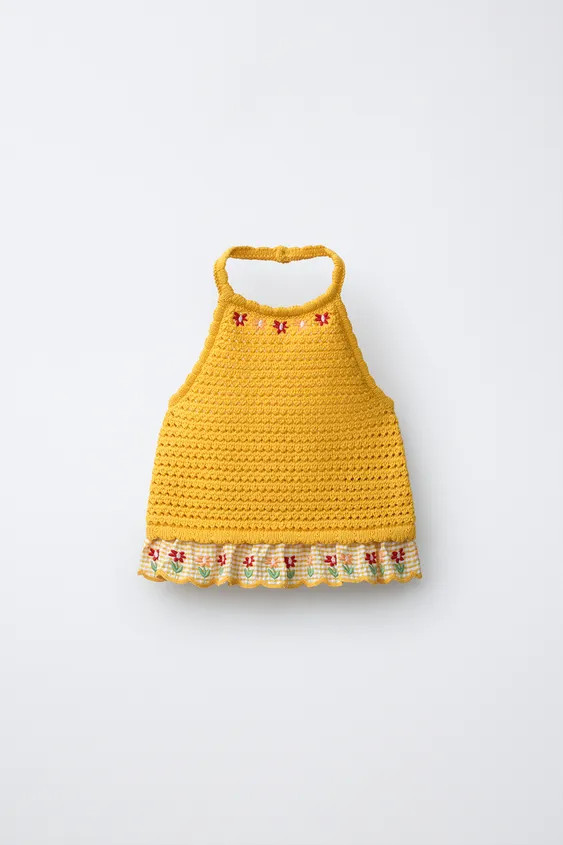 EMBROIDERED FLORAL KNIT TOP | Zara US