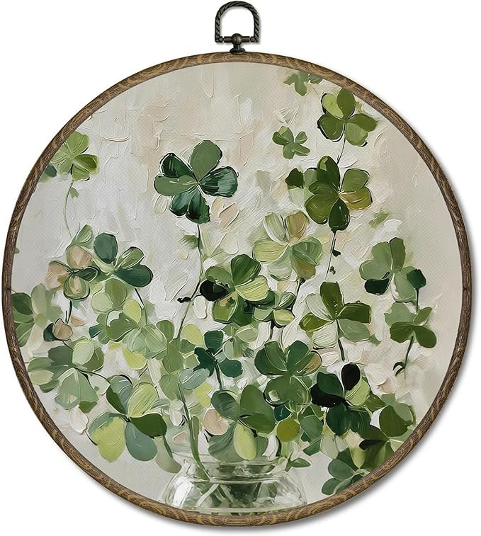 OINDADE St Patricks Day Decor Irish Round Wall Art, Vintage Saint Patrick Day Shamrock Wall Art H... | Amazon (US)