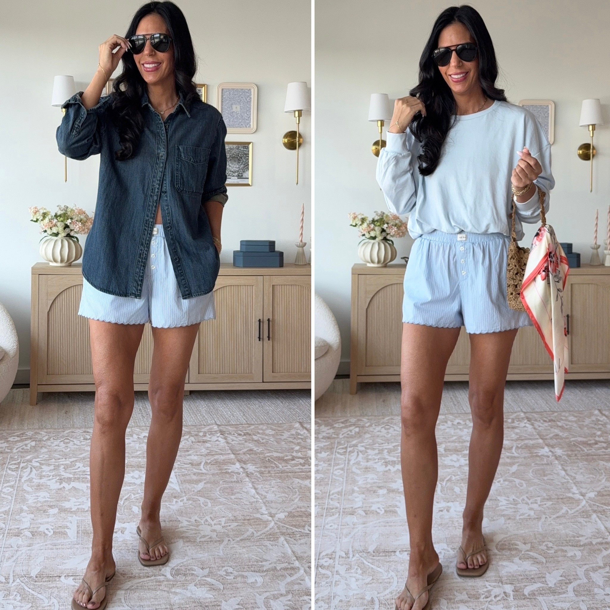 The boxer short trend is here to stay and these scallop shorts are elevated and so cute!  
LOVE it paired with the bubble hem sweatshirt. Add a pop with a bag and scarf detail!
Sized up to medium in sweatshirt for a length
Chambray shirt - small 
#Ad @Target #Target, #targetstyle, #targetambassadorapparel


#LTKU #LTKSaleAlert #LTKSpringSale #LTKOver40 #LTKFindsUnder50