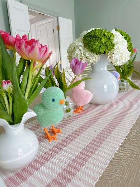This spring tablescape giving me life today 😍🌷🐣 #tablescape #springdecor #easterdecor #easter 

#LTKhome #LTKunder100 #LTKSeasonal