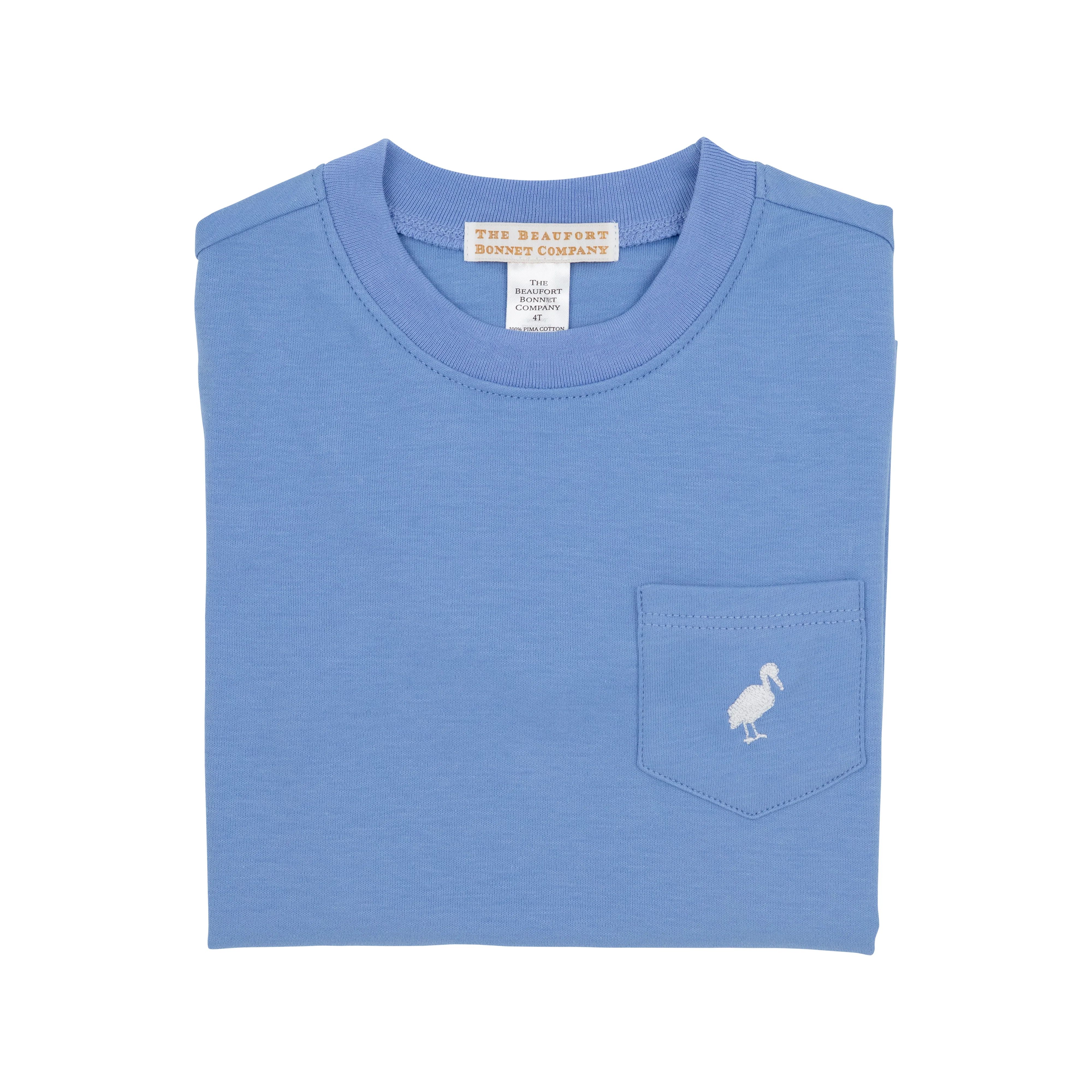 Carter Crewneck - Barbados Blue with Worth Avenue White Stork | The Beaufort Bonnet Company