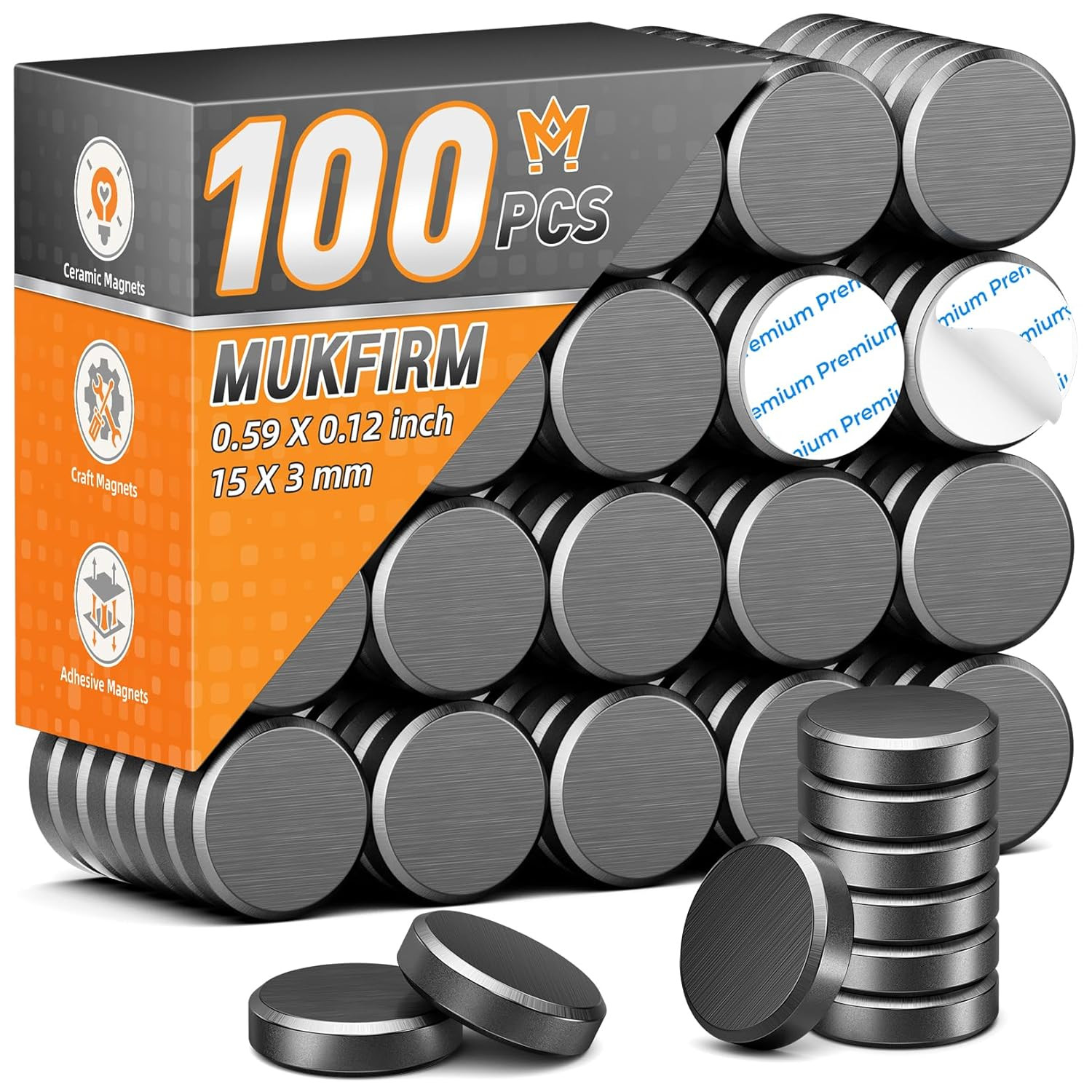 100 Pack Ceramic Magnets for Crafts, 15X3mm | Amazon (US)