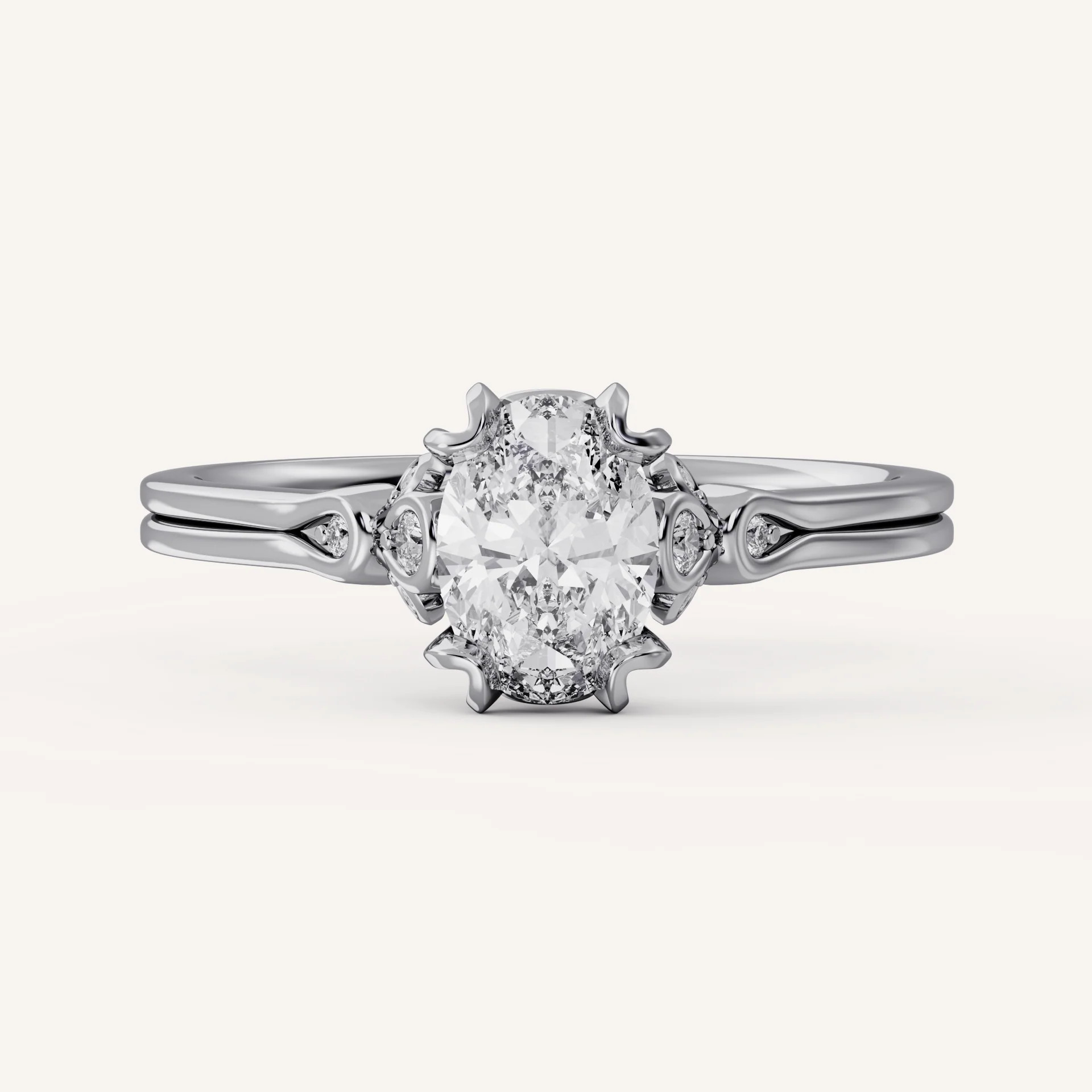 Jolene - 14K White Gold - Oval - Natural Diamond | Olive Ave Jewelry