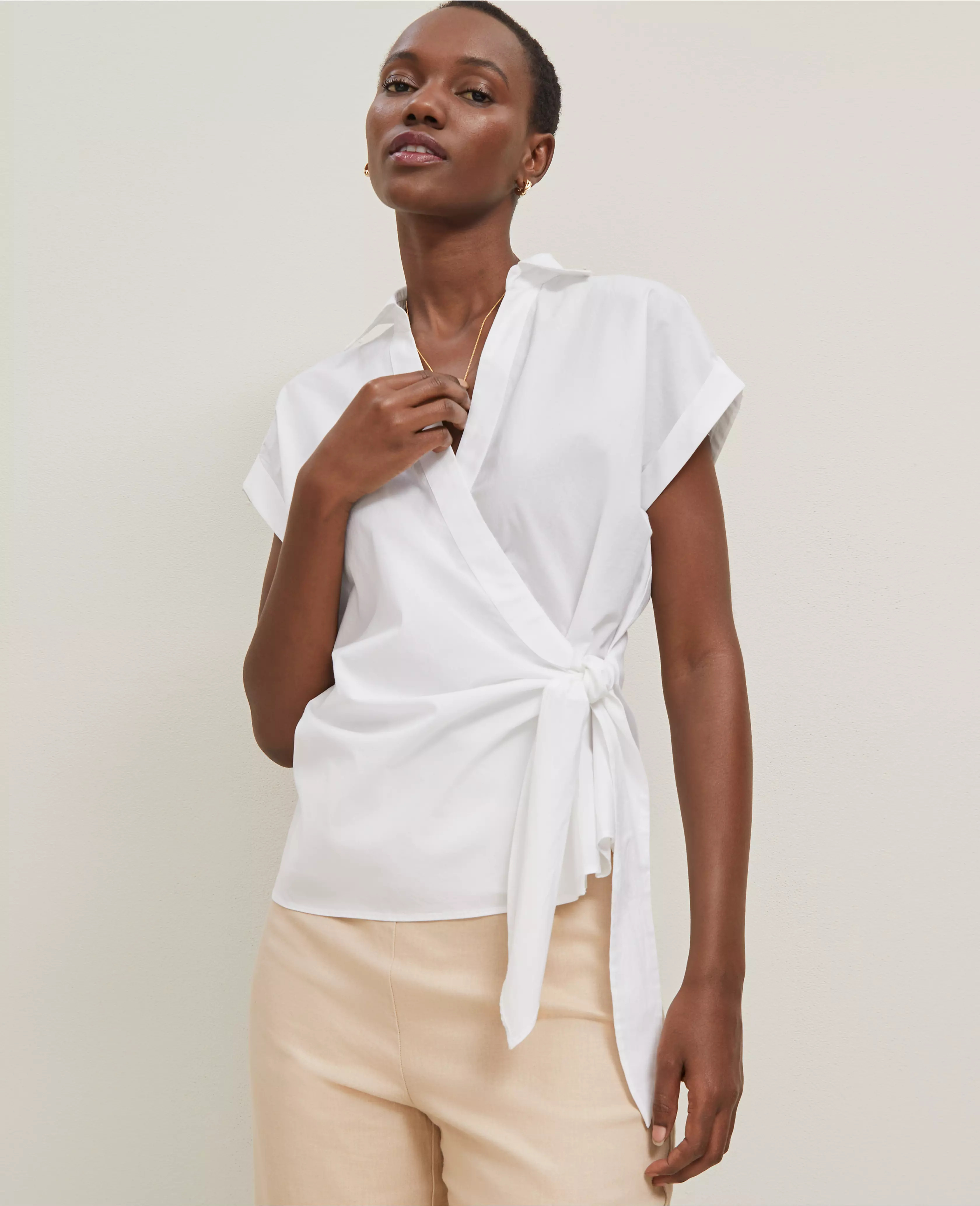 Collared Tie Waist Top | Ann Taylor