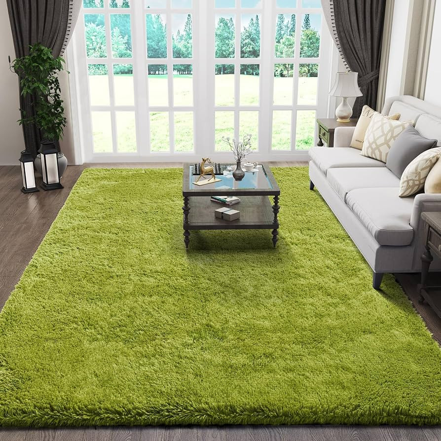 Ophanie Green Rugs for Living Room 5x8, Grass Shag Fluffy Large Fuzzy Plush Soft Carpets,Floor Sh... | Amazon (US)