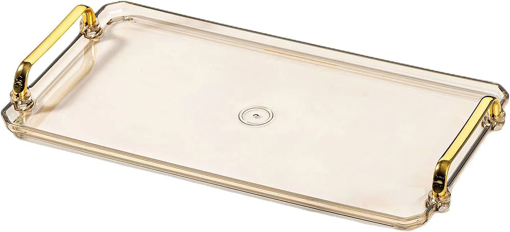 Acrylic Serving Tray with Handles Ottoman Countertop Decorative Tray Serving Tray Spill-Proof Tra... | Amazon (US)