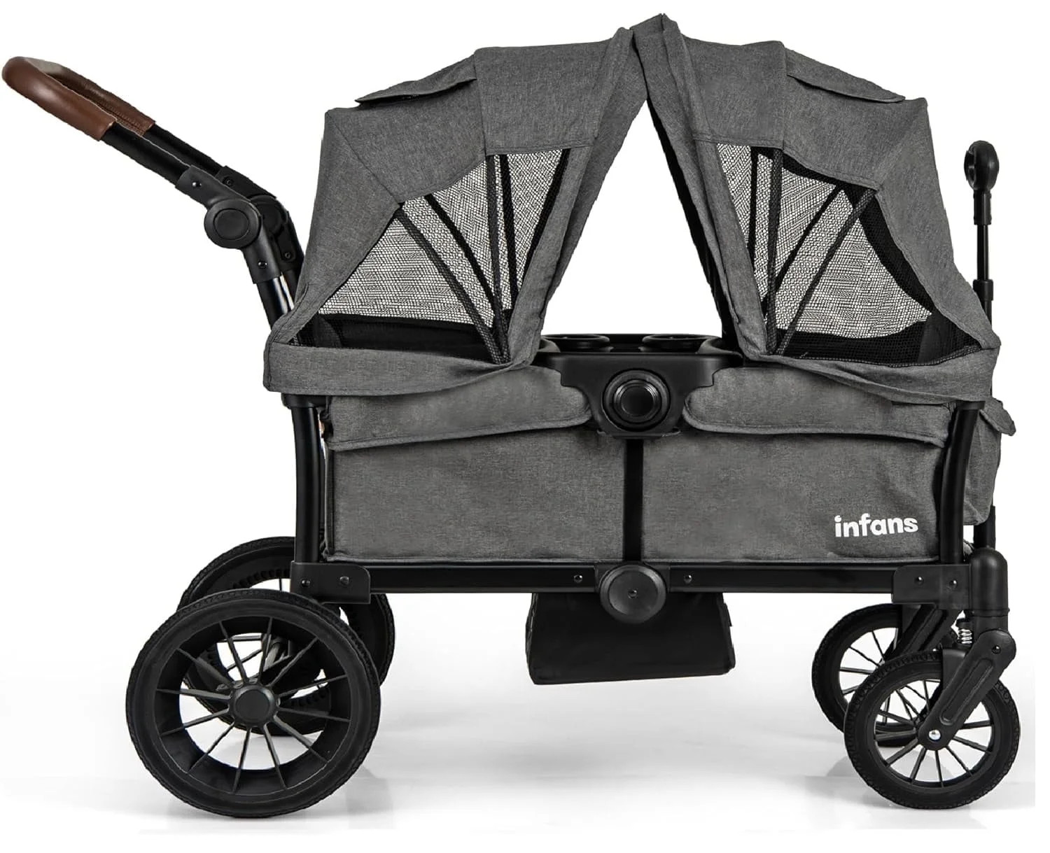 OLAKIDS Wagon Stroller for 2 Kids, Collapsible Adjustable Push Pull Handle Bar, 2 Seater Stroller... | Walmart (US)