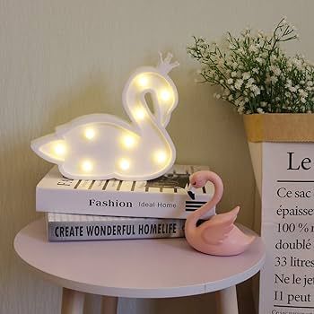GUOCHENG Swan Marquee Light Decor Light LED Night Light Battery Operated Table Lamps on Wall for ... | Amazon (US)