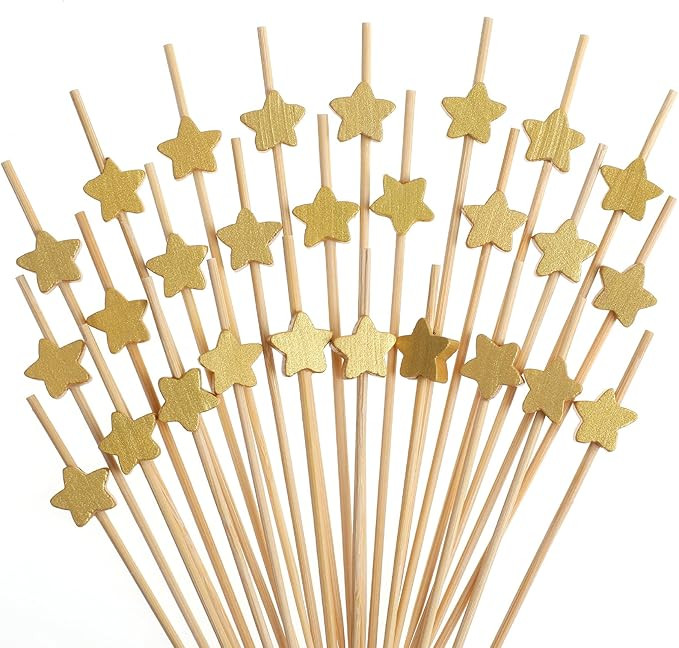 100PCS Fancy Toothpicks for Appetizers, 4.7 Inch Gold Star Cocktail Picks, Decorative Toothpicks ... | Amazon (US)