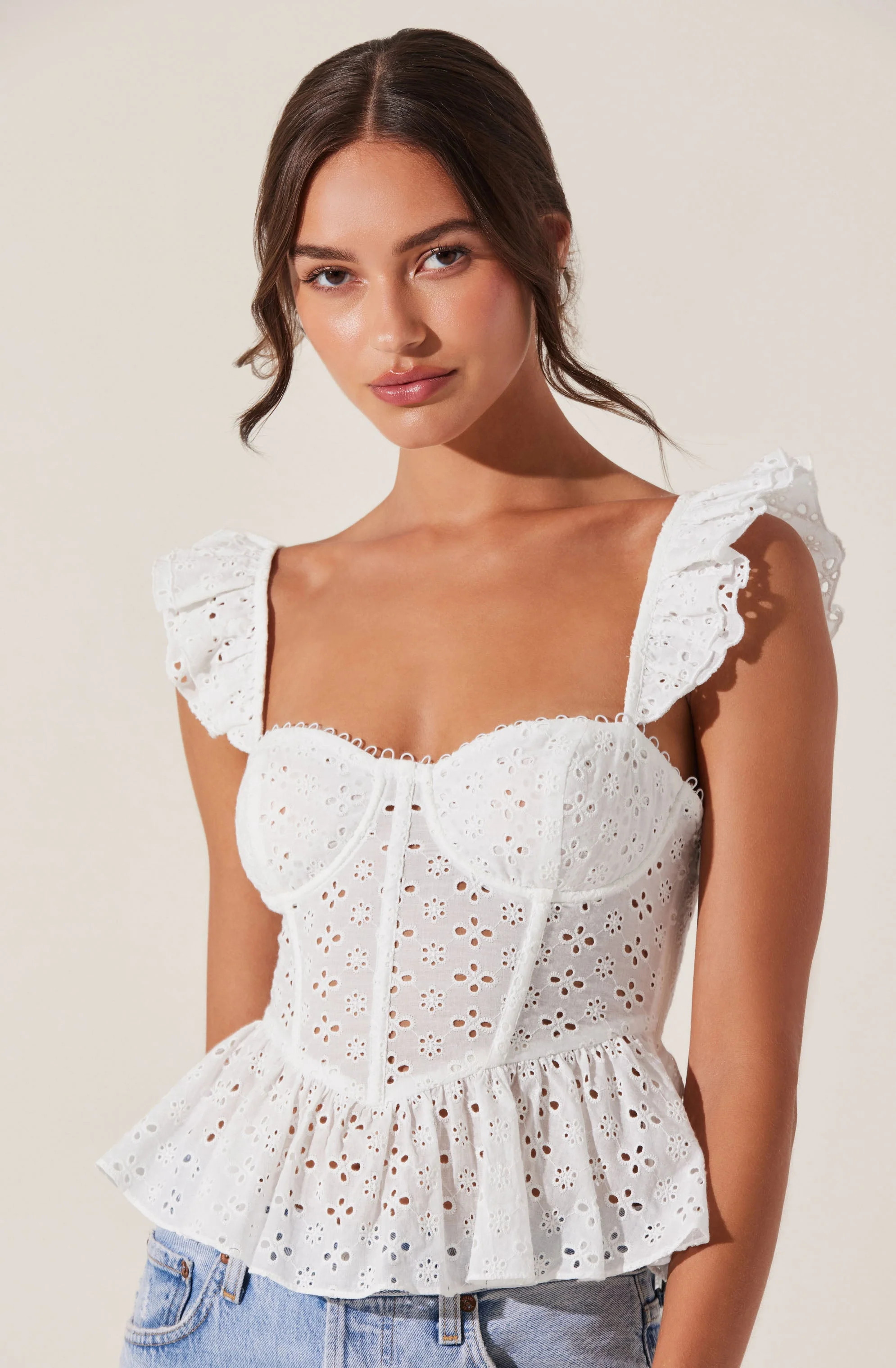 Baylin Eyelet Peplum Corset Top | ASTR The Label (US)