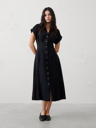 Twill Midi Shirtdress | Banana Republic Factory