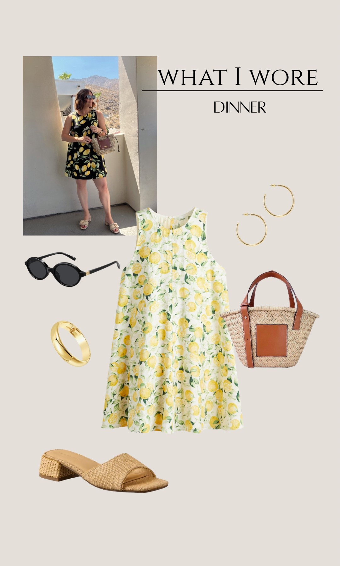 What I wore // dinner look. My dress is sold out from H&M, but they came out with a new print that is just as cute! Love this style of dress for Summer. 

#LTKMidsize #LTKTravel #LTKSeasonal