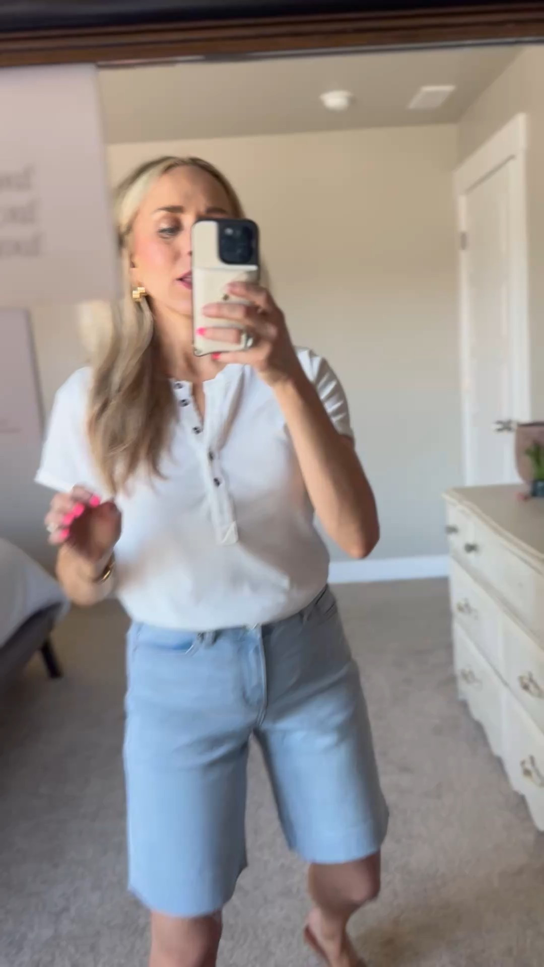 These are a really cute $14.98 short option from Walmart!

Really nice stretch and length.  I don’t love the zipper length but that’s just a personal preference thing.🤣 overall, will get the job done for a great price. 

I would do your true to size.

#LTKFindsUnder50 #LTKStyleTip #LTKSeasonal