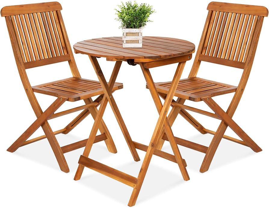 Best Choice Products 3-Piece Acacia Wood Bistro Set, Folding Patio Furniture for Backyard, Balcon... | Amazon (US)