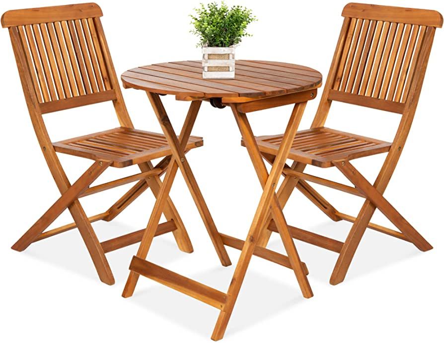 Best Choice Products 3-Piece Acacia Wood Bistro Set, Folding Patio Furniture for Backyard, Balcon... | Amazon (US)
