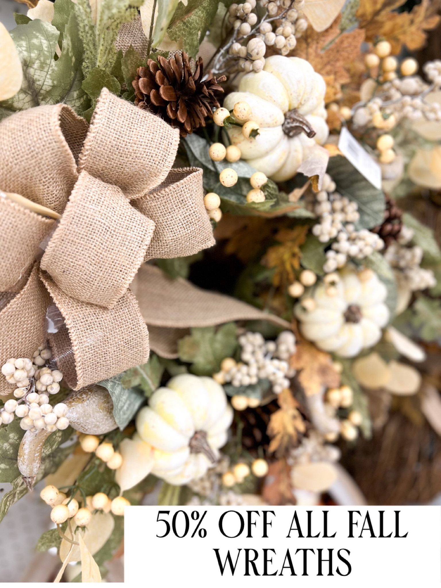 Fall faux pumpkin wreath 50% off. Michaels is having 50% off all welcome decor including all fall, Halloween or flower wreaths. Front door wreath. Front porch door decor. 

#sale #michales 

#LTKSeasonal #LTKhome #LTKsalealert