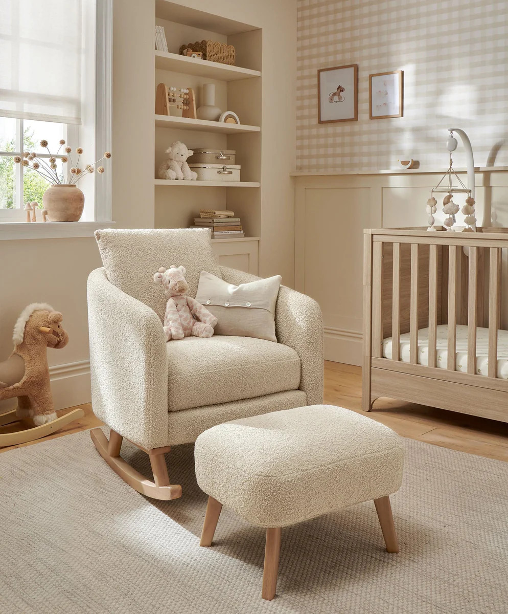 Alma Nursing Chair & Stool - Off White Boucle | Mamas & Papas
