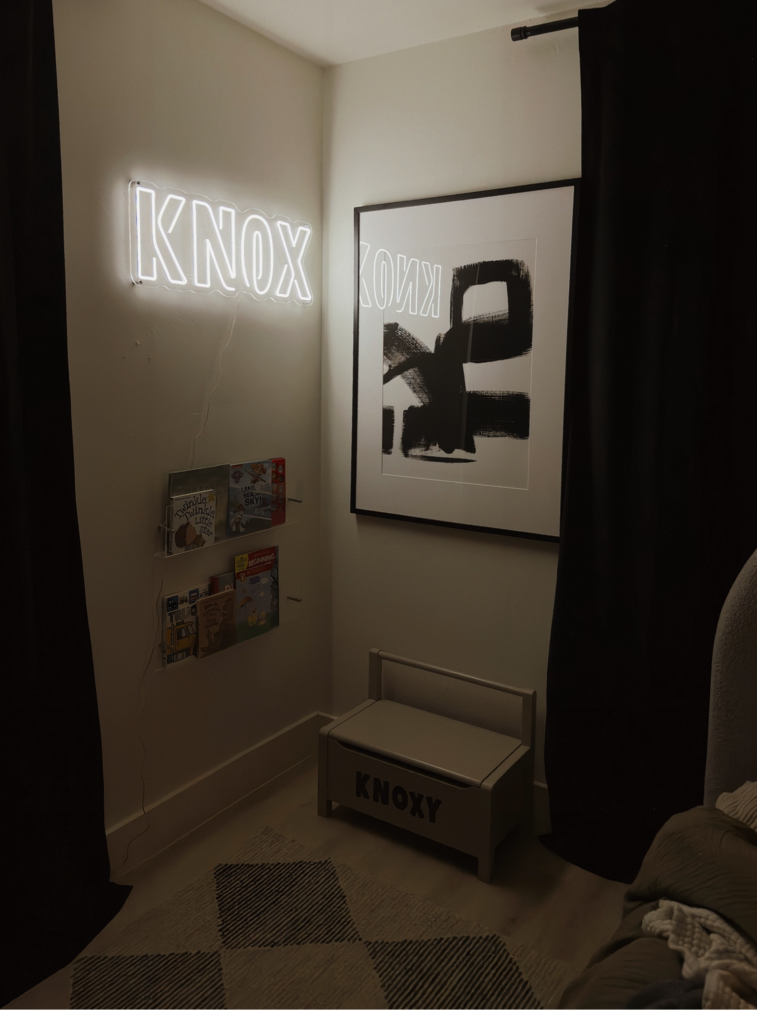 Knox’s custom neon sign for his big boy room 🖤 I love how this turned out!! We did the 32” length and the cool white colored light. 💡 

name sign, neon light sign, custom signage, etsy shop

#LTKHome #LTKKids