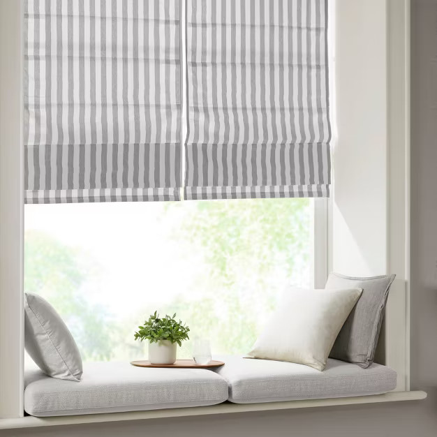 64"x27" Lewes Light Filtering Cordless Roman Shade Gray | Target