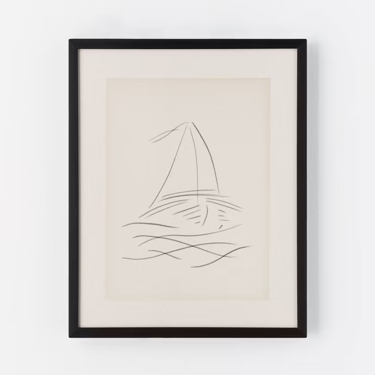16" x 20" Boat Sketch Framed Wall Poster Prints Tan - Threshold™ designed with Studio McGee | Target