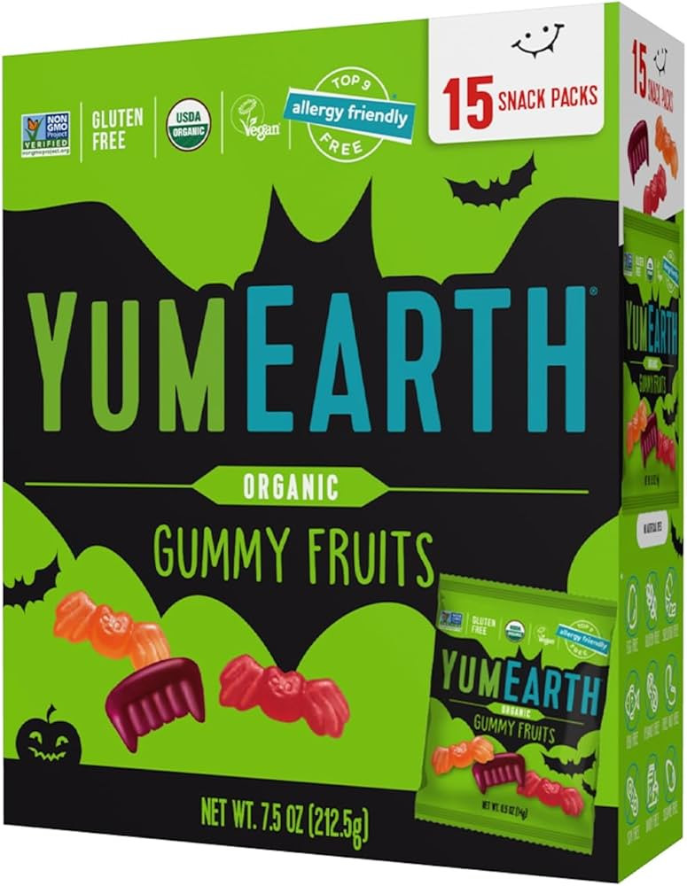 YumEarth Organic Halloween Gummy Fruits - Fruity Candy Snack Packs, Gluten Free Snacks for Kids -... | Amazon (US)