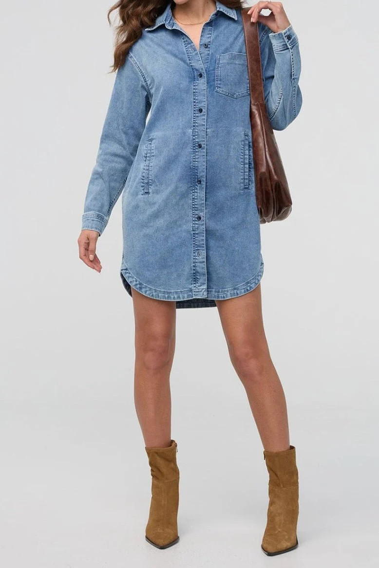 Performance Denim Lite Shirt Dress | MTT Collective