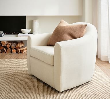 Gideon Upholstered Swivel Armchair | Pottery Barn (US)