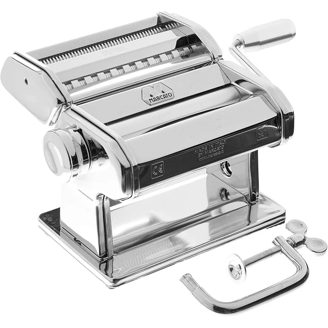 Marcato Atlas 150 Pasta Machine with Cutter, Hand Crank, and Instructions, Made in Italy, Silver | Walmart (US)