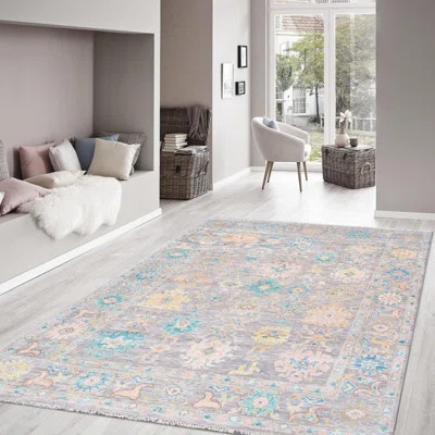 Oriental Handmade Hand-Knotted Rectangle 8'2" x 10' Cotton/Wool Area Rug in Silver | Wayfair North America