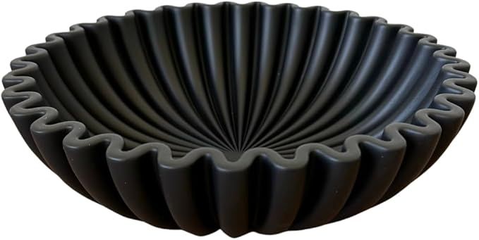 Concrete Black Decorative Bowl for Home Decor - Black Fruit Bowl for Kitchen Counter - Black Bowl... | Amazon (US)