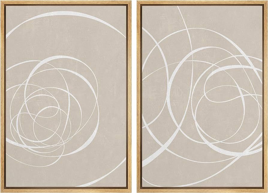 SIGNWIN Framed Canvas Print Wall Art Set White Tan Geometric Spiral Collage Abstract Shapes Illus... | Amazon (US)