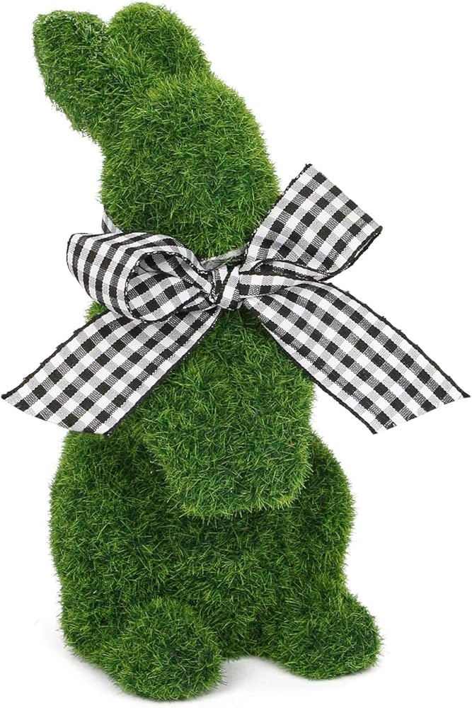 Mingfuxin Easter Furry Flocked Bunny, Faux Moss Rabbit Easter Table Décor, Moss Bunnies Resin Ra... | Amazon (US)