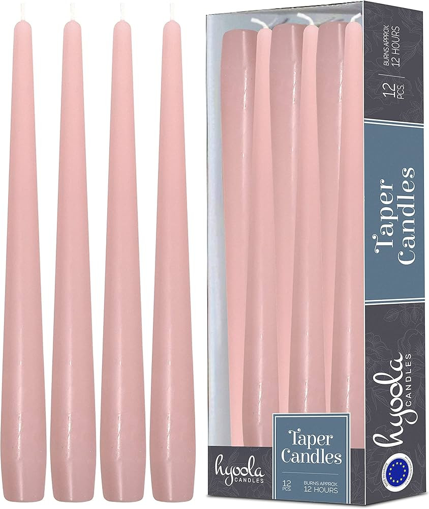 Hyoola Tall Taper Candles - 12 Inch Light Pink Unscented Dripless Taper Candles - 10 Hour Burn Ti... | Amazon (US)