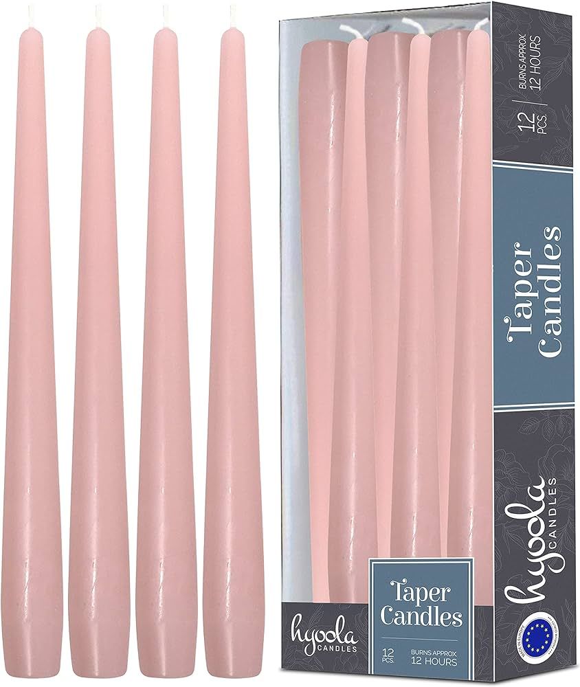 Hyoola Tall Taper Candles - 12 Inch Light Pink Unscented Dripless Taper Candles - 10 Hour Burn Ti... | Amazon (US)