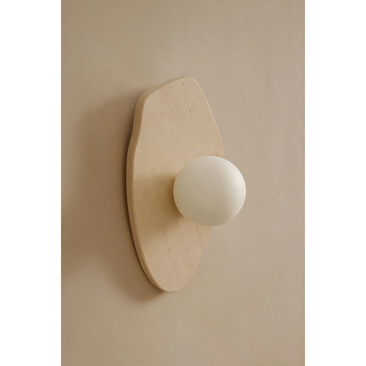 Elegant Wall Lamp with Travertine Body, Beige & White Color, 16.5 x 3.9 inches | Glass Cap Ø4.0 ... | Wayfair North America