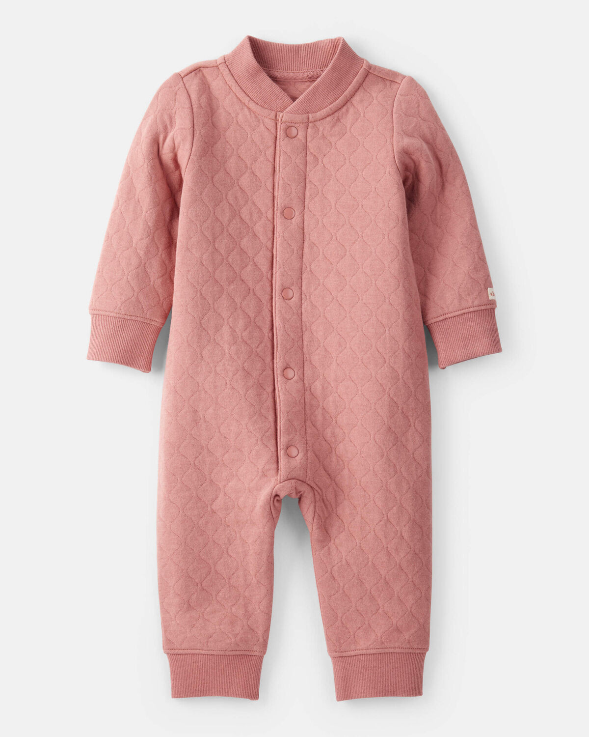 Baby Girl Quilted Long-Sleeve Jumpsuit - Pink | Carter's Inc