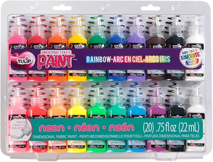 Tulip Fabric Paint Pack - Non-Toxic and Permanent 3D Puff Paint for Fashion Party, 20 Color Pack | Amazon (US)