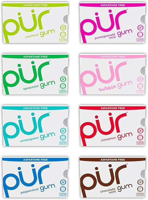 PUR Gum | Aspartame Free Chewing Gum | 100% Xylitol | Natural Flavored Gum, Variety Pack, 9 Piece... | Amazon (US)