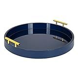 Kate and Laurel Lipton Modern Round Tray, 18" Diameter, Navy Blue and Gold, Decorative Accent Tray f | Amazon (US)