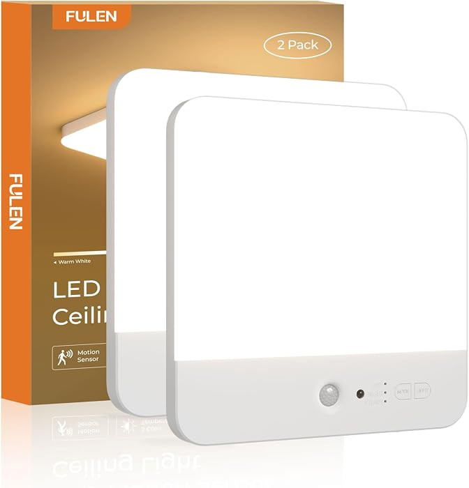 FULEN Motion Sensor Ceiling Light Fixture, Cordless Closet Light Battery Operated, Rechargeable M... | Amazon (US)